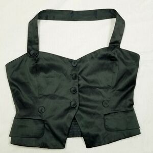 Brand unknown corset black‎ satin NO TAGS look at measurements carefully